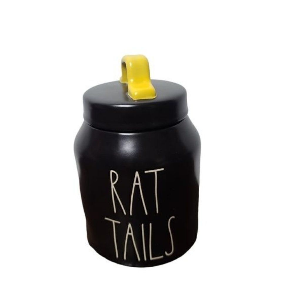 NWT Rae Dunn Rat Tails Halloween Baby Canister Black & Yellow